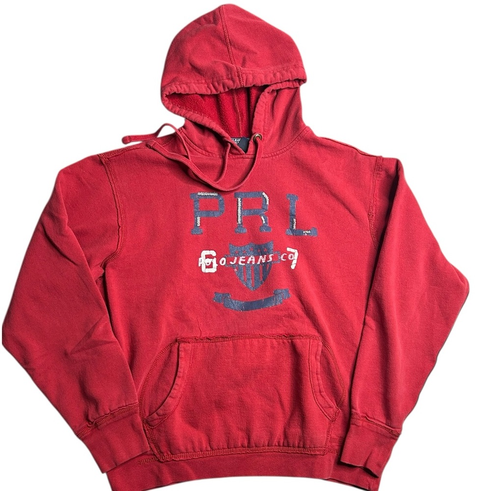 Polo Jeans Co Ralph Lauren Red Hoodie Men’s Medium Vintage Spellout PRL Logo‎